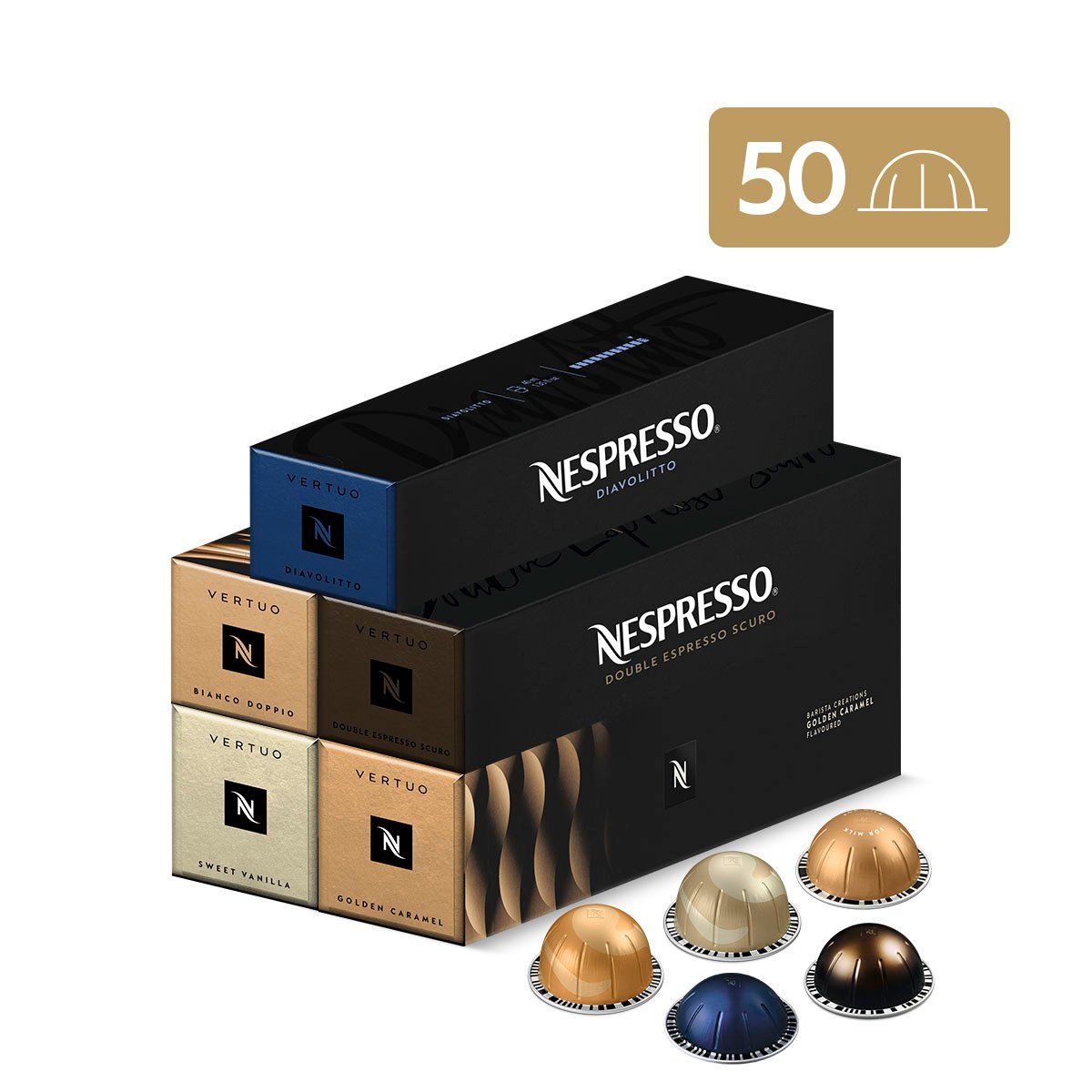 NESPRESSO - Cápsulas de café Vertuo Pack Barista Milky - 50 Unidades