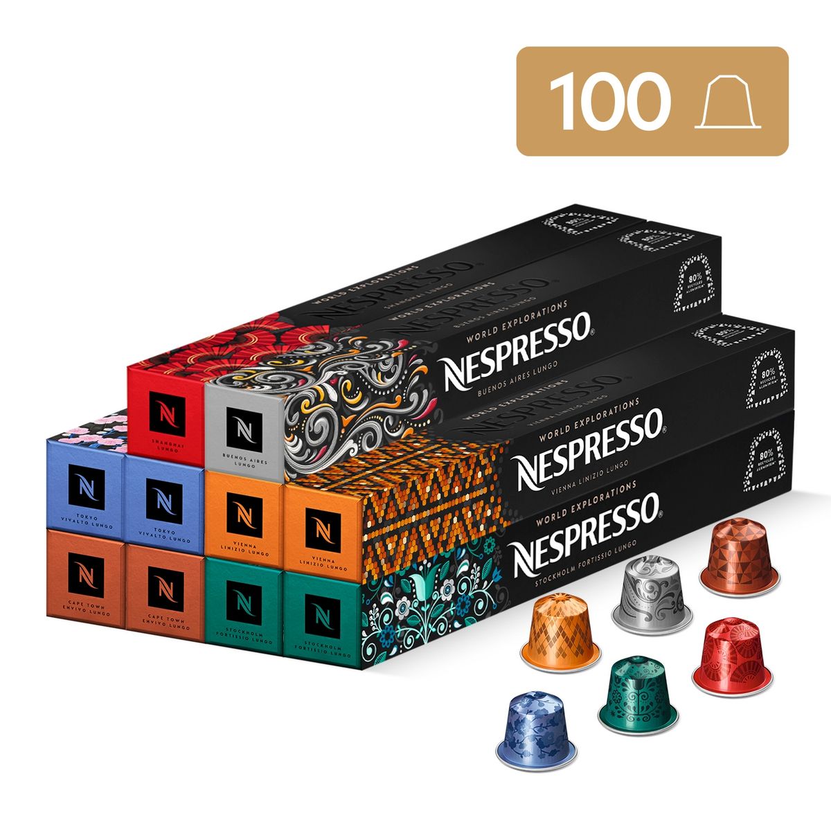 NESPRESSO - Cápsulas De Café Pack Lungo World Explorations - 100