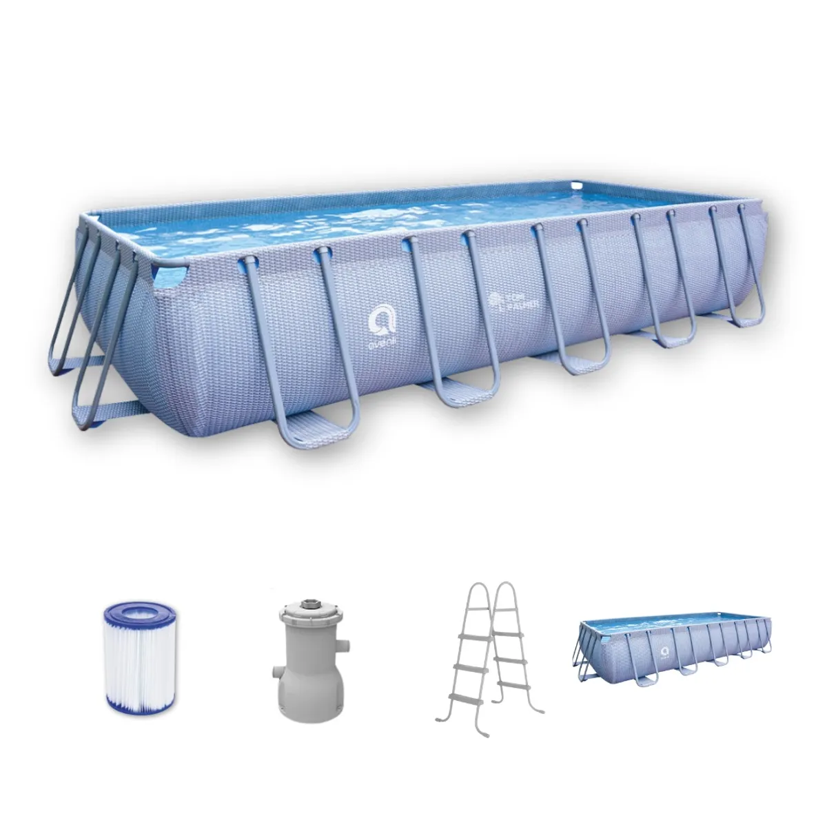AVENLI - Set Piscina Estructural Rectangular 540x250x100 cm 13m3 + Bomba y Escalera