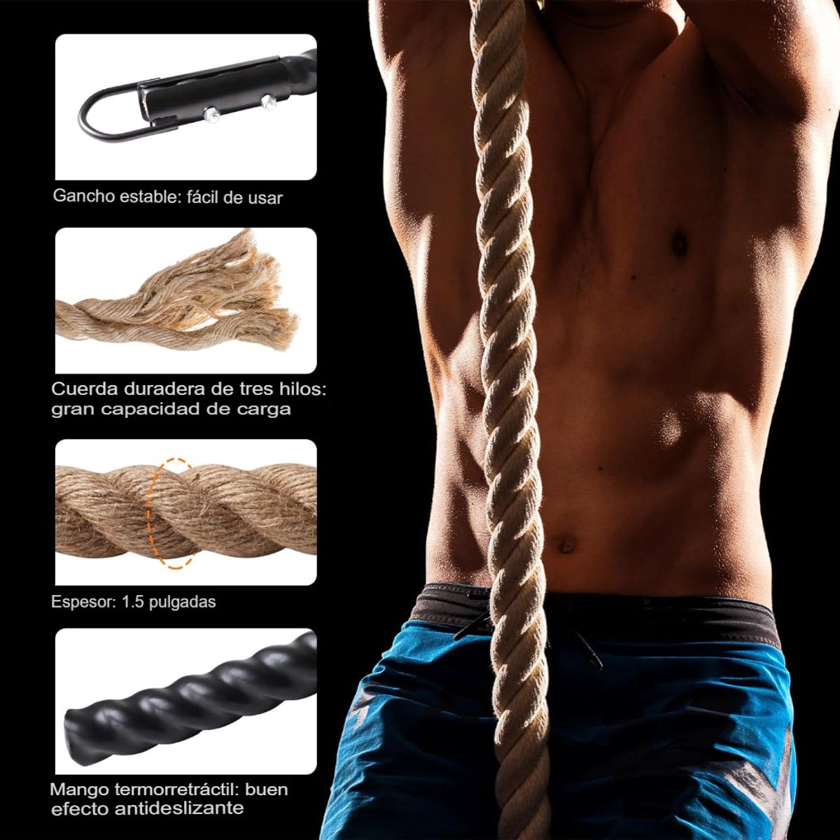 BASKO FITNESS - Trepa Crossfit 6 Metros Con Gancho