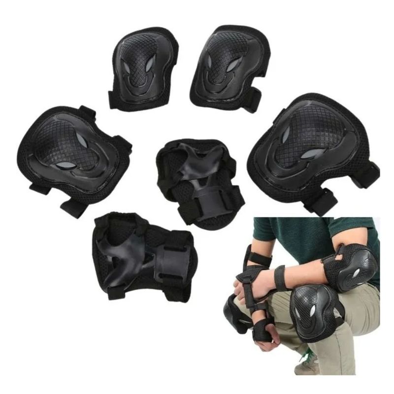 GENERICO - Set Proteccion Niños Patines Scooter Skate Bicicleta NEGRO