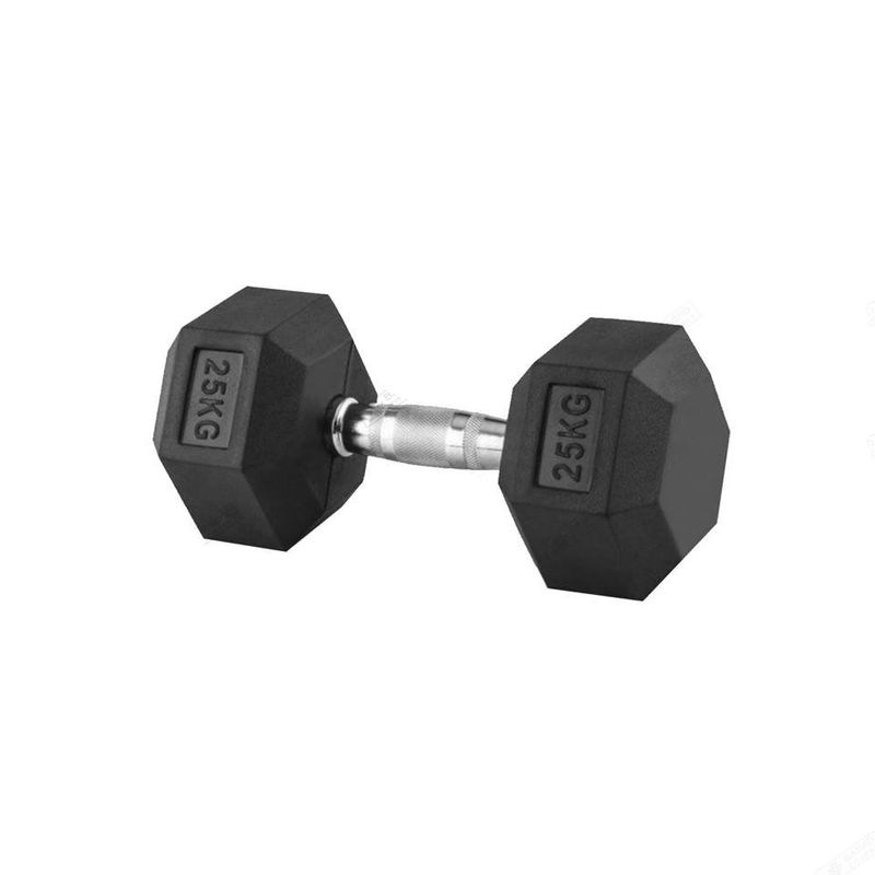 BASKO FITNESS - Fitness Mancuerna Hexagonal De Caucho Unidad 25 Kg