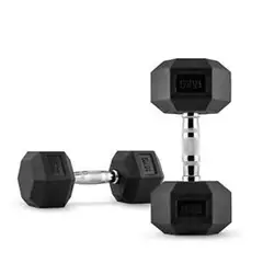 BASKO FITNESS - Fitness Mancuernas Hexagonales De Caucho Par 15 Kg