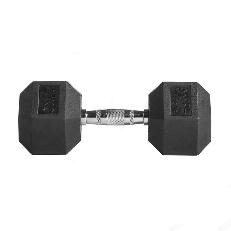 BASKO FITNESS - Fitness Mancuerna Hexagonal De Caucho Unidad 20 Kg