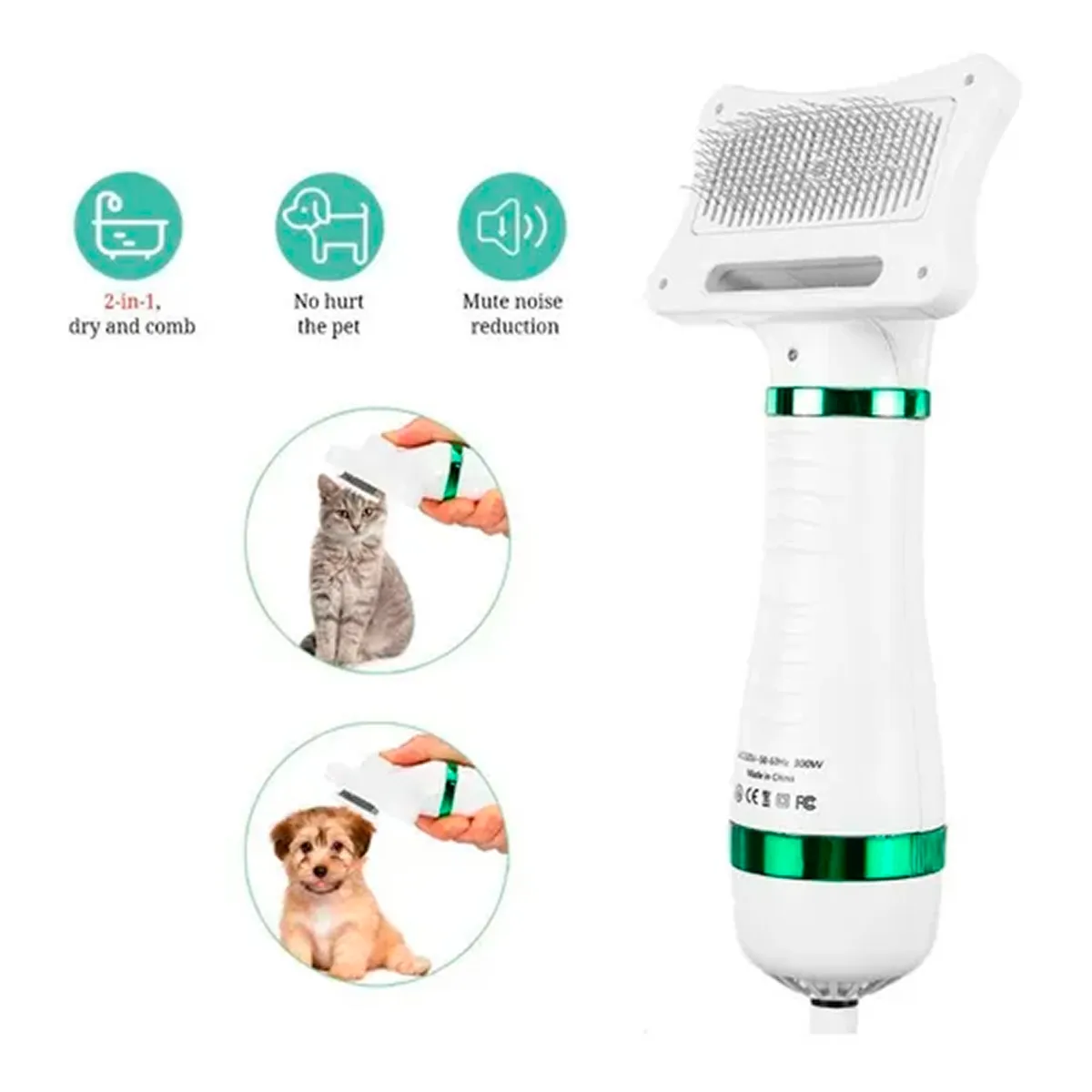 ESHOPANGIE - Cepillo Secador 2 En 1 Quita Pelos Para Mascotas