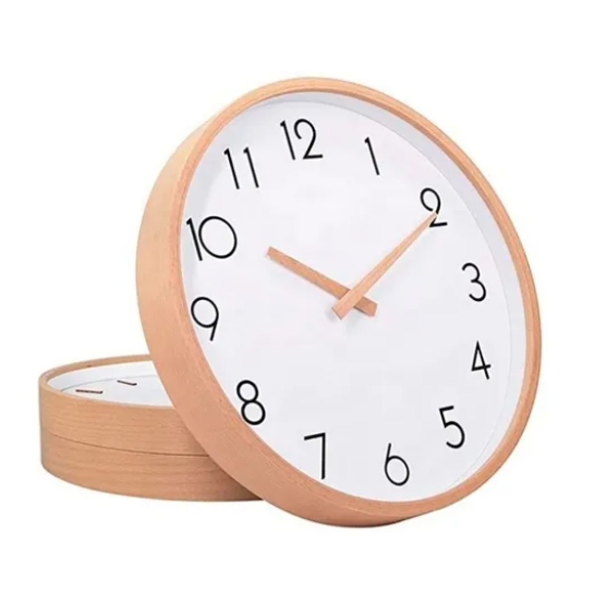 ESHOPANGIE - Reloj De Muralla Redondo Madera Clara Analogo