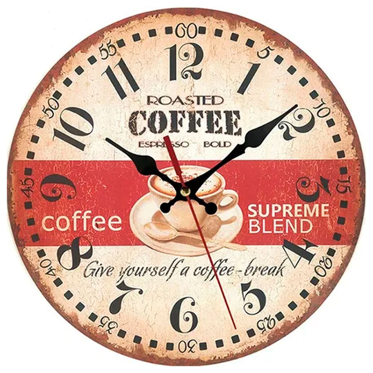 ESHOPANGIE - Reloj De Pared Analogo Rústico Vintage Retro COFFEE