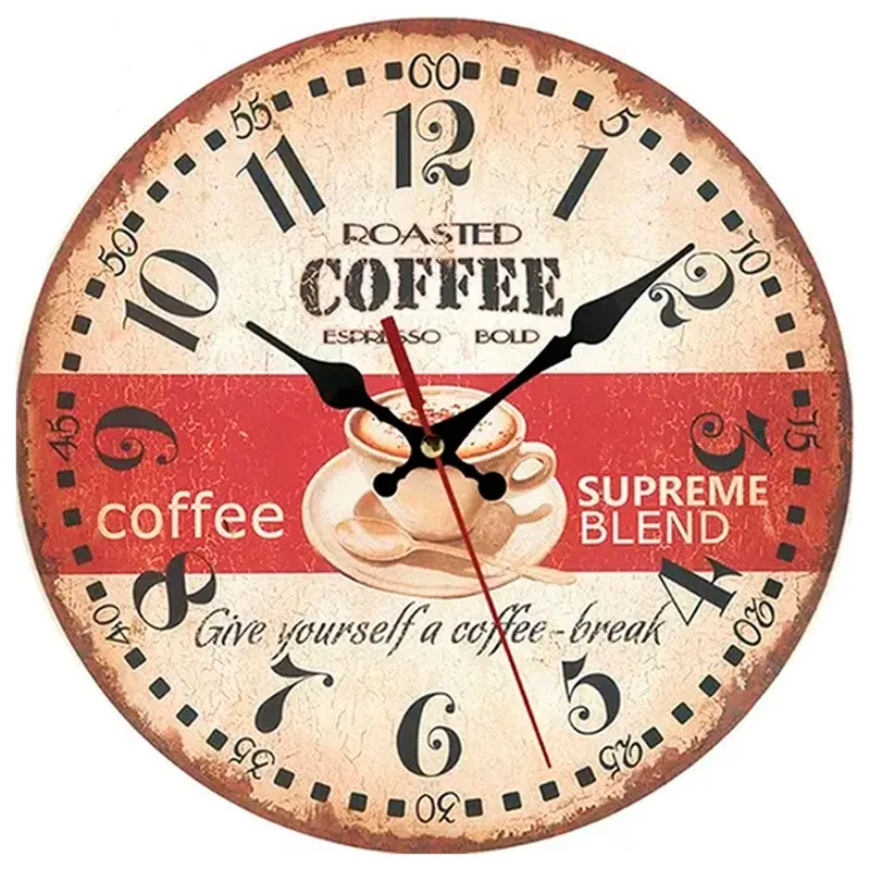 ESHOPANGIE - Reloj De Pared Analogo Rústico Vintage Retro COFFEE