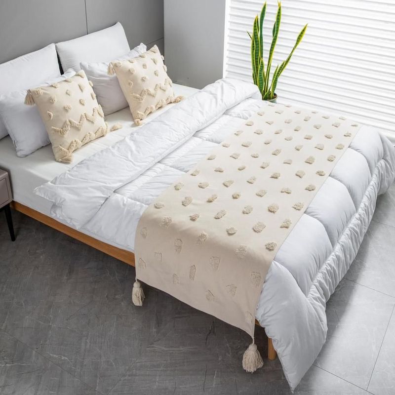 TODOHOGAR SANTIAGO DE CHILE - Set de piecera de algodón con 2  Fundas de cojines beige 45x45