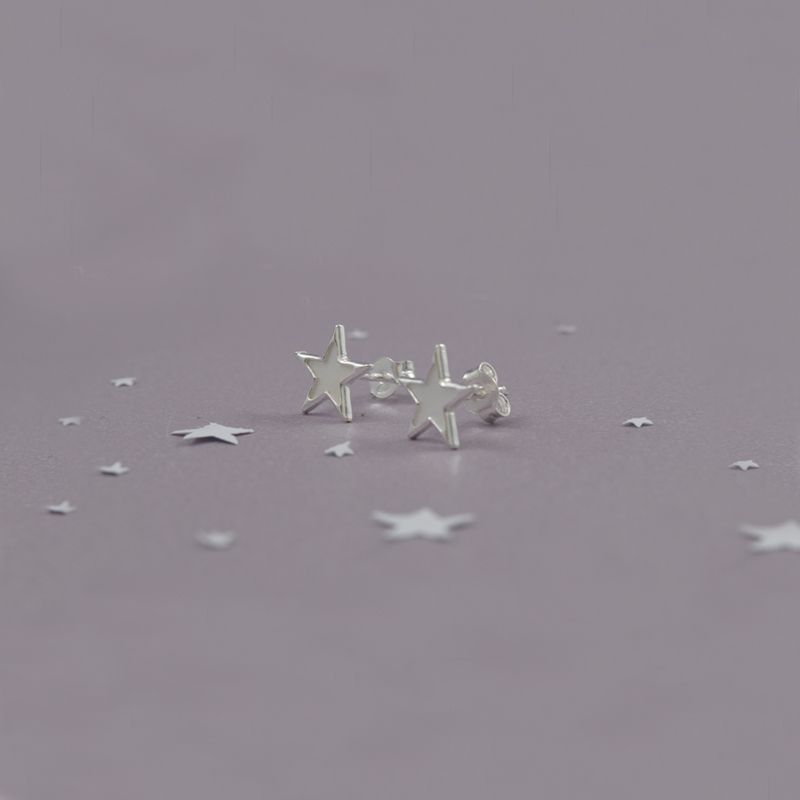 ROSETT - Aros Estrellas Nacarados Plata Ley 925