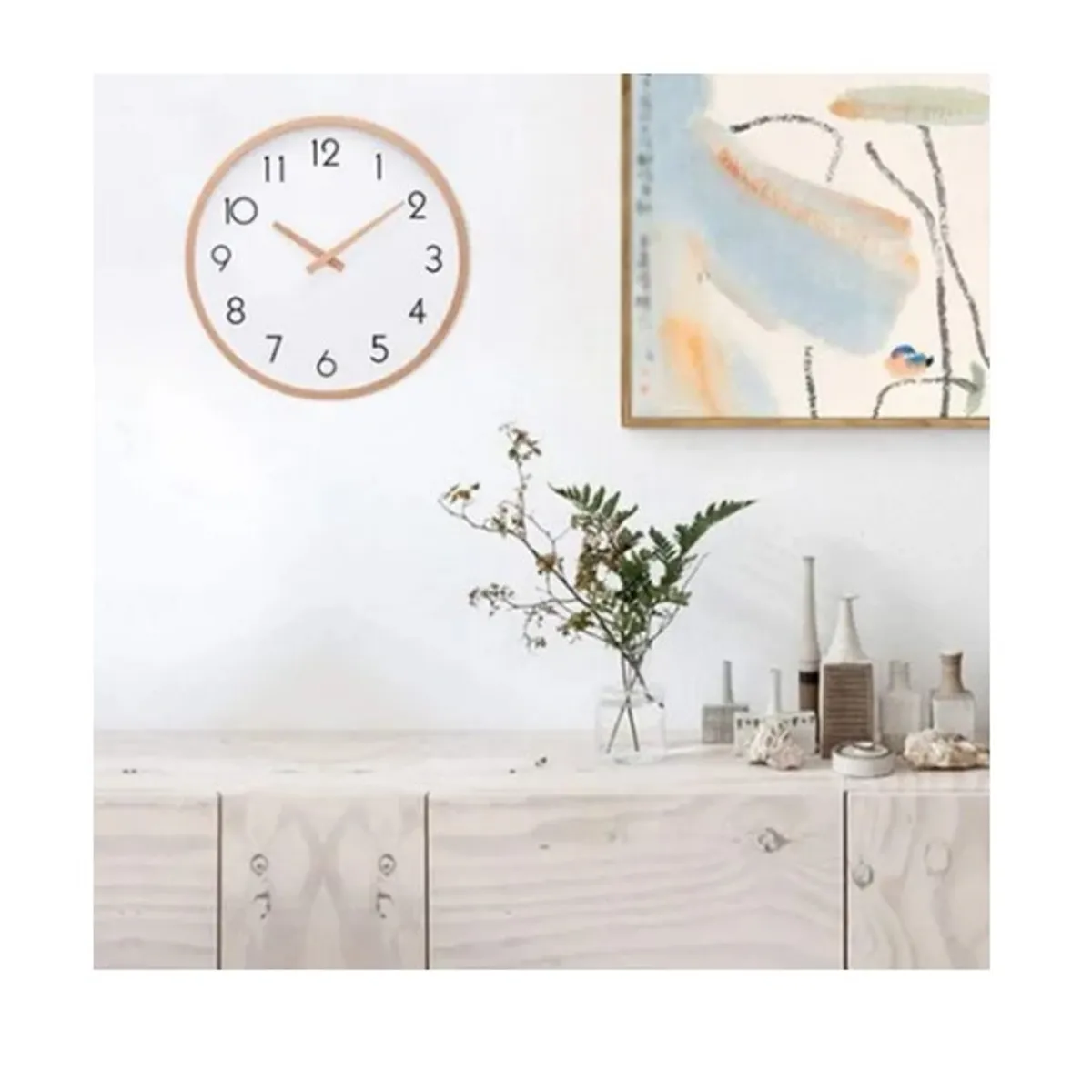 OFERTABKN - Reloj De Muralla Redondo Madera Clara Analogo