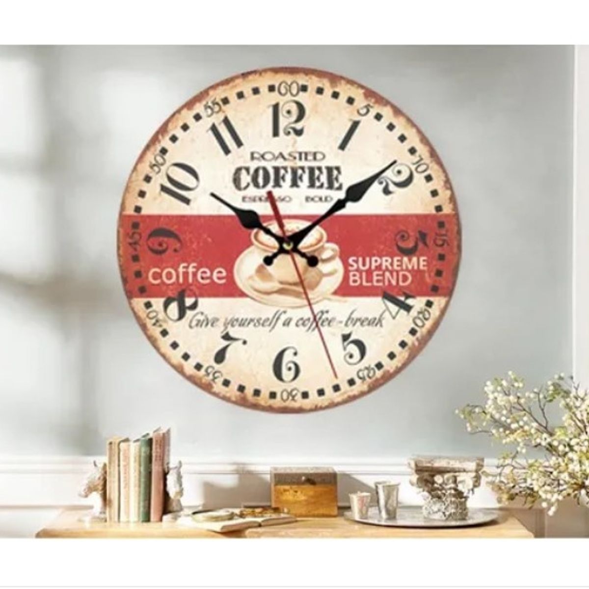 OFERTABKN - Reloj De Pared Analogo Rústico Vintage Retro Coffee