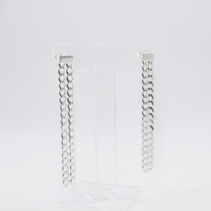 ROSETT - Aros Rectangulares con Cadena Groumet Plata Ley 925