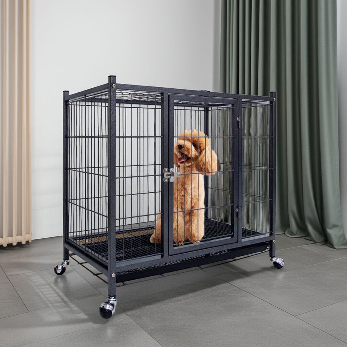 IGPRO - Jaula canil para perros cruedas 80x50cm