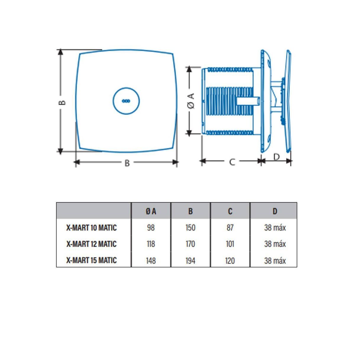 CATA - Extractor de aire baño x-mart 12 STD 20 w