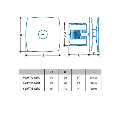 Imagen 2 del producto Extractor de aire baño x-mart 12 STD 20 w