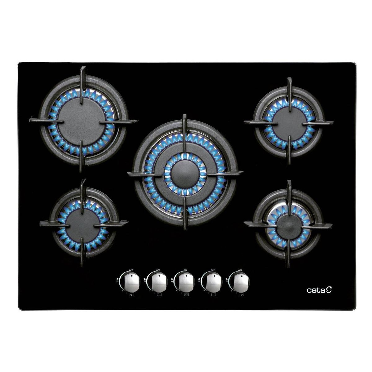 CATA - Encimera cristal gas 5 areas de coccion l 7005 CI BK