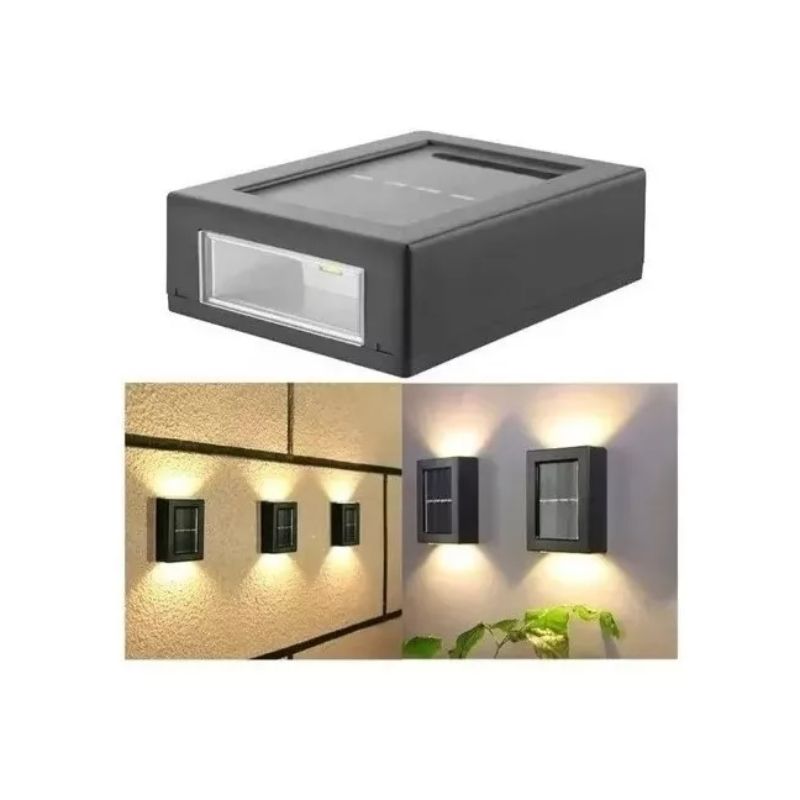 GENERICO - Pack X 2 Lampara Solar Led Exterior Aplique Resiste Lluvia