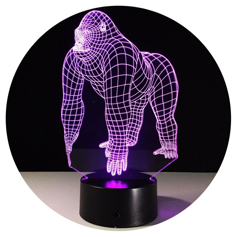 3DILUTION - Lámpara Led 3d Gorila Selva Base Negra