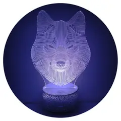 3DILUTION - Lámpara Led 3d Lobo Cara Frontal Base Agrietada