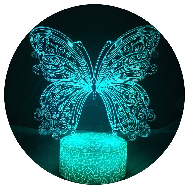 3DILUTION - Lámpara Led 3d Mariposa Base Agrietada