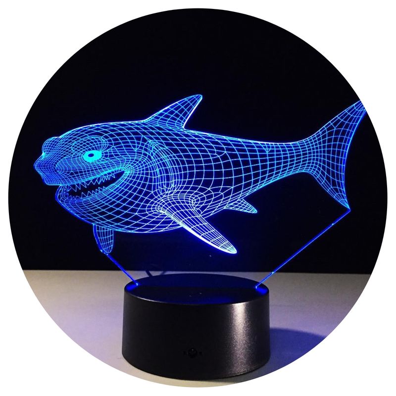 3DILUTION - Lámpara Led 3d Tiburon Base Negra