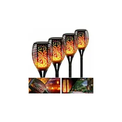 GENERICO - Pack X4 Antorchas Estacas Solares Led Jardín