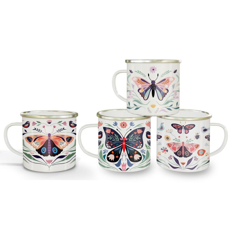GENERICO - Pack de 4 tazones enlozados Mariposas