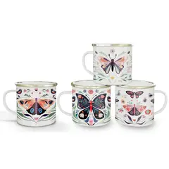 GENERICO - Pack de 4 tazones enlozados Mariposas