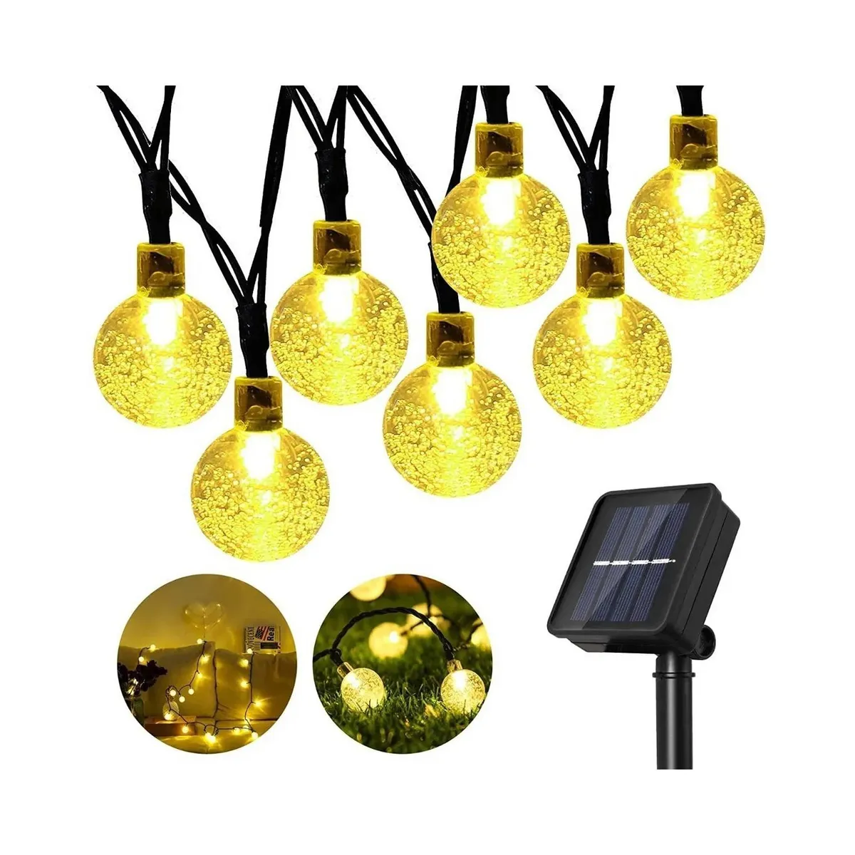 GENERICO - Luces Guirnalda Solar Esferas Led Blancas Cálidas