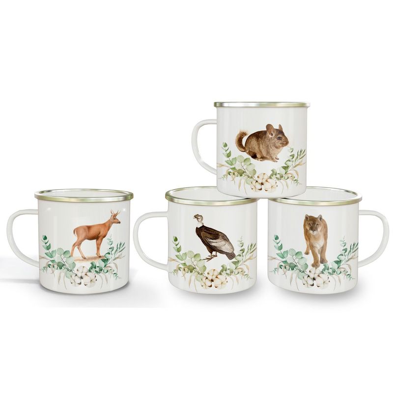 GENERICO - Pack de 4 tazones enlozados Animales chilenos
