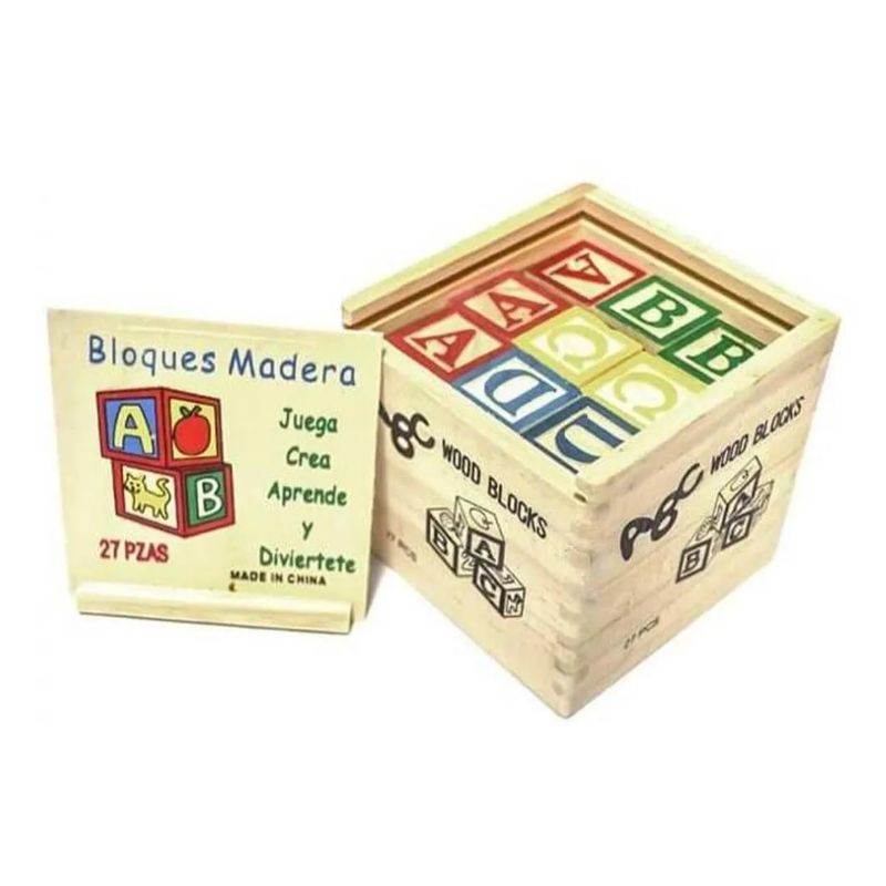 GENERICO - Cubo De Madera 27 Piezas Didáctico Letras Y Numero