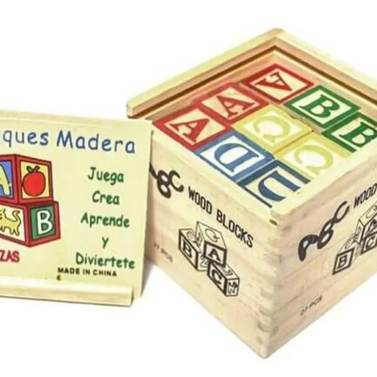 GENERICO - Cubo De Madera 27 Piezas Didáctico Letras Y Numero