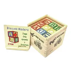 GENERICO - Cubo De Madera 27 Piezas Didáctico Letras Y Numero
