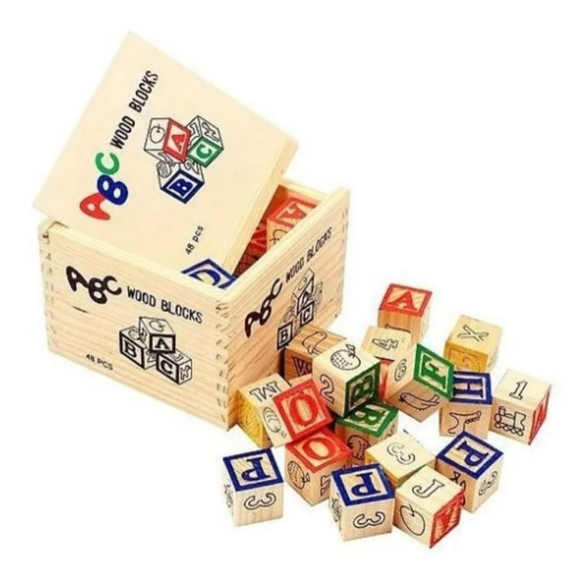 GENERICO - Cubo De Madera 27 Piezas Didáctico Letras Y Numero