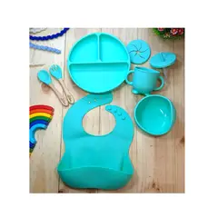 GENERICO - Set Alimentación Silicona Libre Bpa 8 Piezas Turquesa