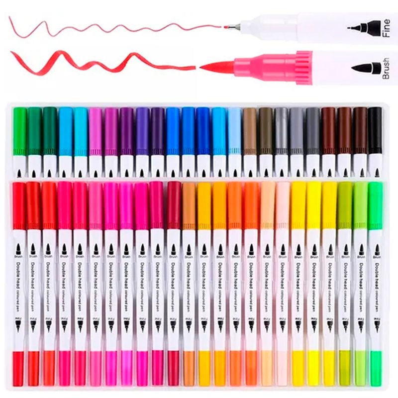 ESHOPANGIE - 48 Marcadores De Doble Punta Tipo Pincel Colores