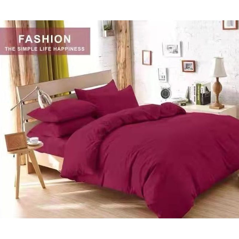 ANGELES DEL HOGAR - Juego De Sabanas Plaza y Media + 1 Fundas D Almohada Color Burdeo