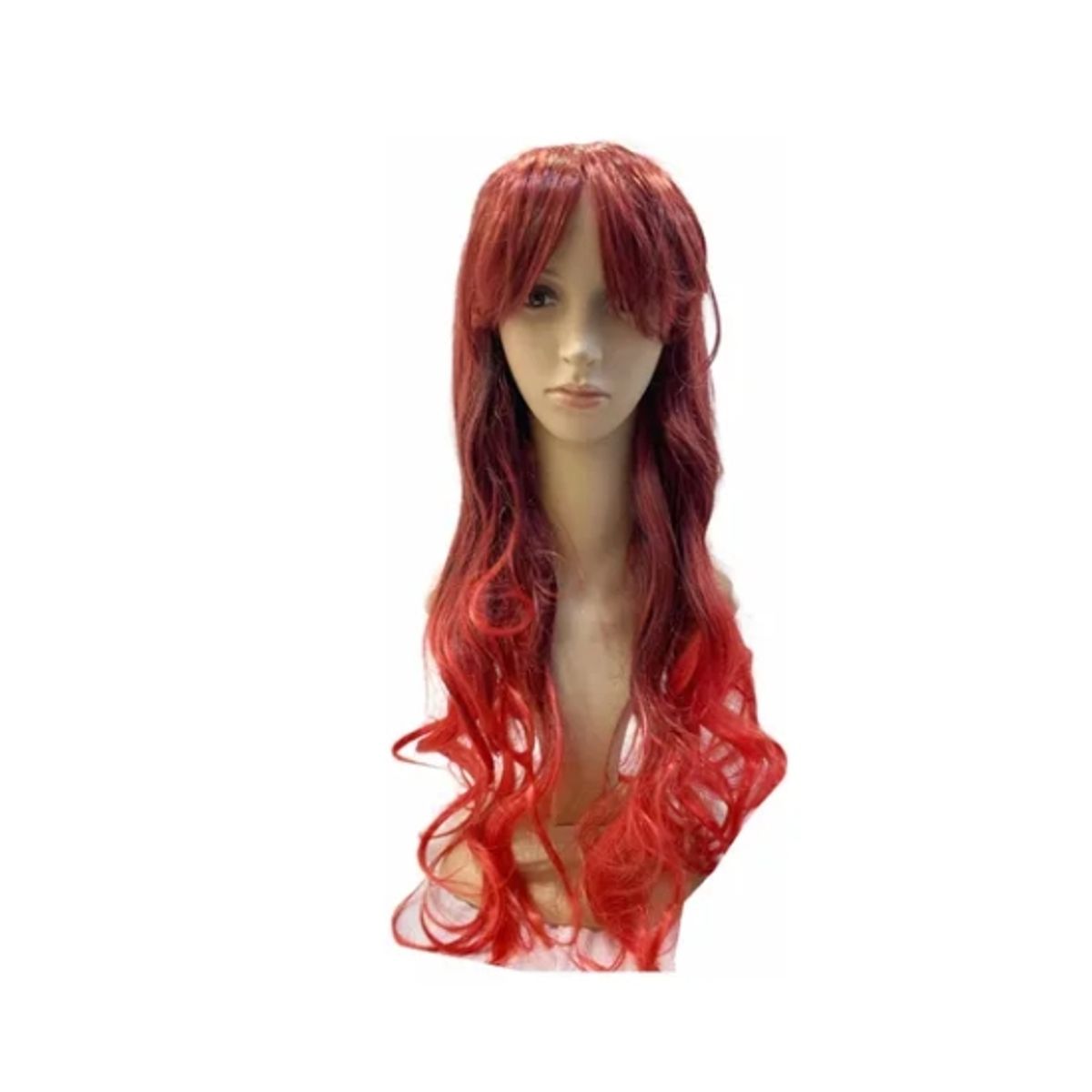 GENERICO - Peluca Larga Kanekalon Ondulado Tonos Muy Naturales  ROJO