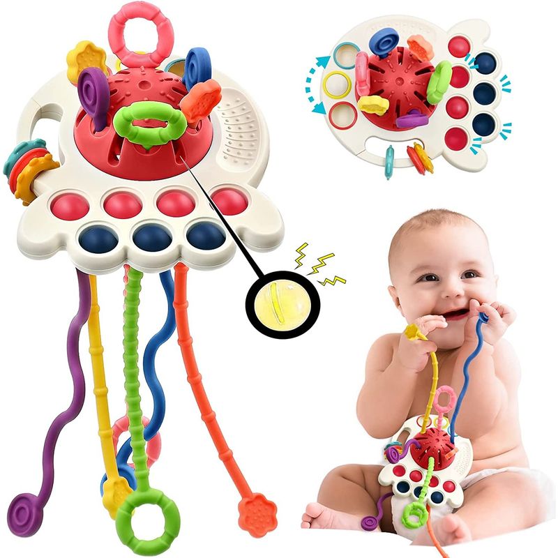 GENERICO - Juguete Sensorial Mordedor Para Bebés Montessori 4 En 1 Rosa