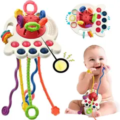 GENERICO - Juguete Sensorial Mordedor Para Bebés Montessori 4 En 1 Rosa