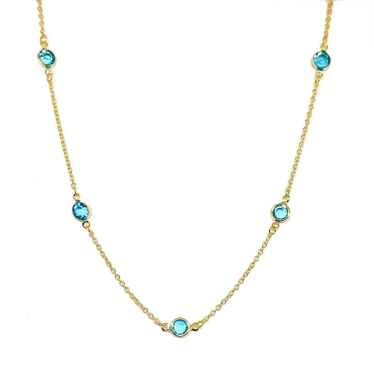 COGGIOLA - Collar 14 Cristales Celestes Enchapado Oro 18K