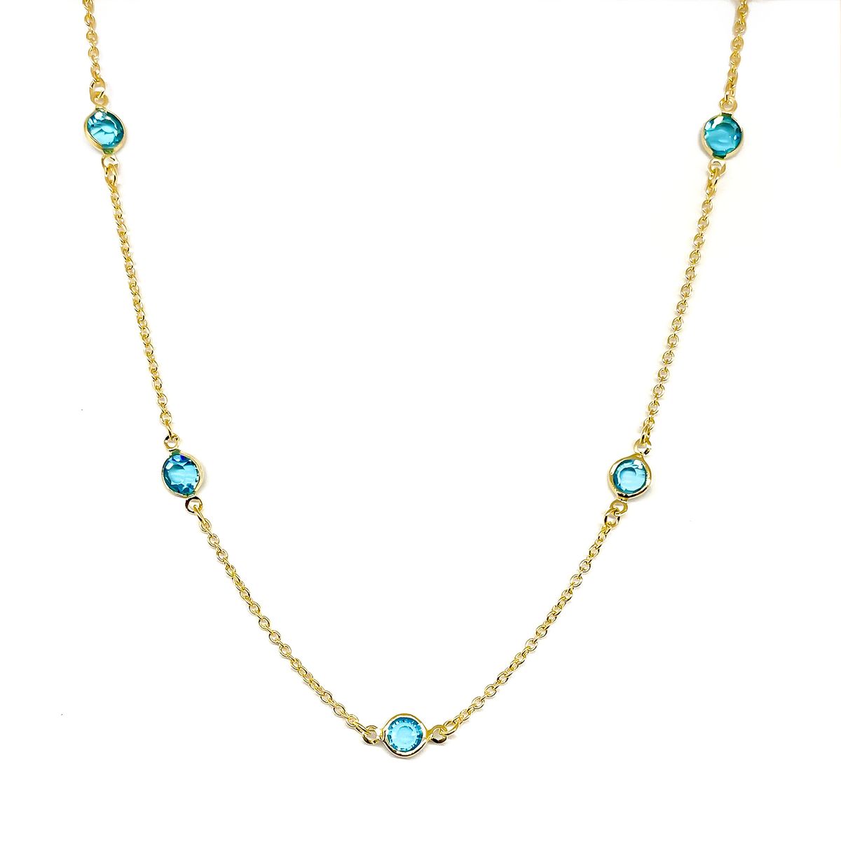 COGGIOLA - Collar 14 Cristales Celestes Enchapado Oro 18K