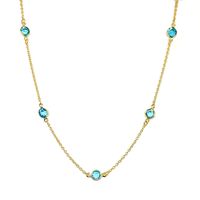 Collar 14 Cristales Celestes Enchapado Oro 18K