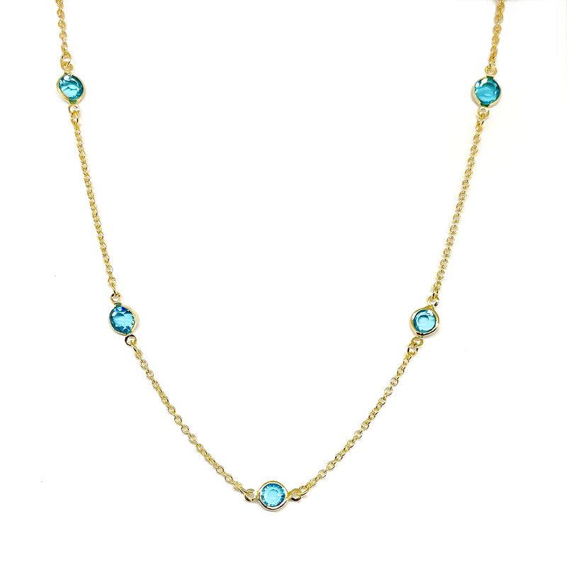 ANDREA COGGIOLA JOYAS - Collar 14 Cristales Celestes Enchapado Oro 18K