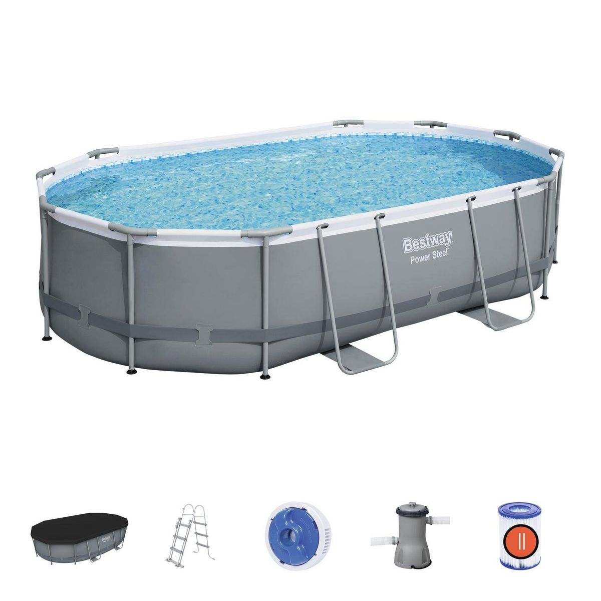 BESTWAY - Piscina Bestway Ovalada Filtro + Accesorios 488X350X107M