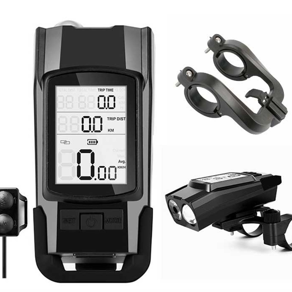 DEFENSOR FOREVER - Luz Delantera Recargable Con Bocina Y Velocímetro Negro