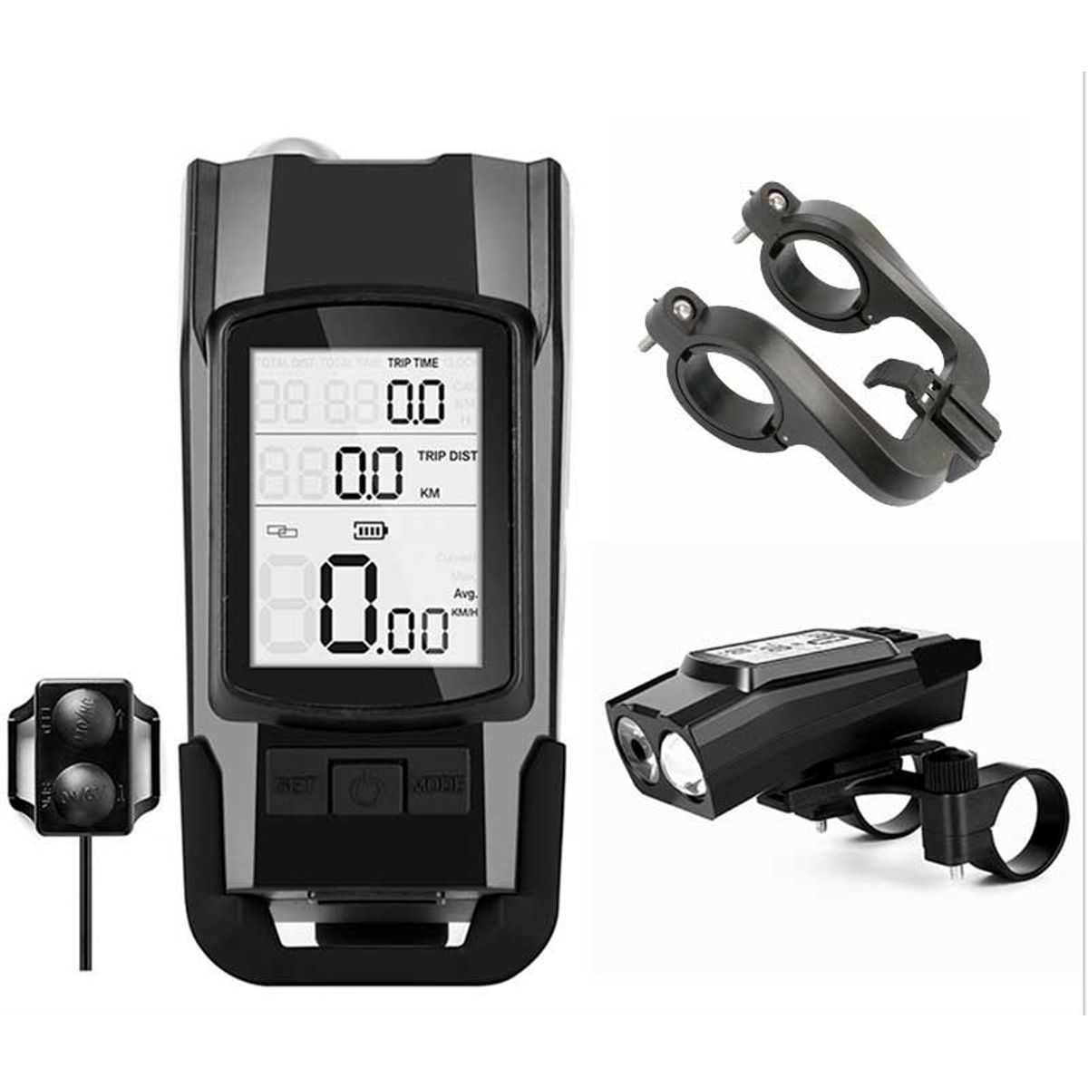 DEFENSOR FOREVER - Luz Delantera Recargable Con Bocina Y Velocímetro Negro