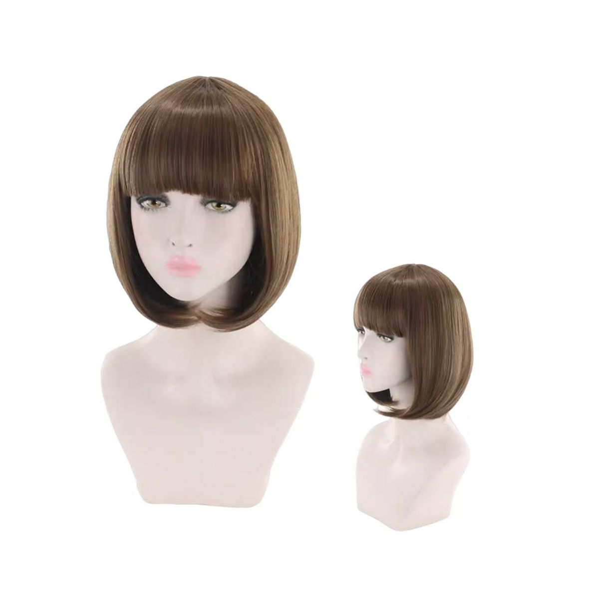 GENERICO - Peluca Corta Kanekalon Colores Tonos Muy Naturales Castaño Claro 2-30