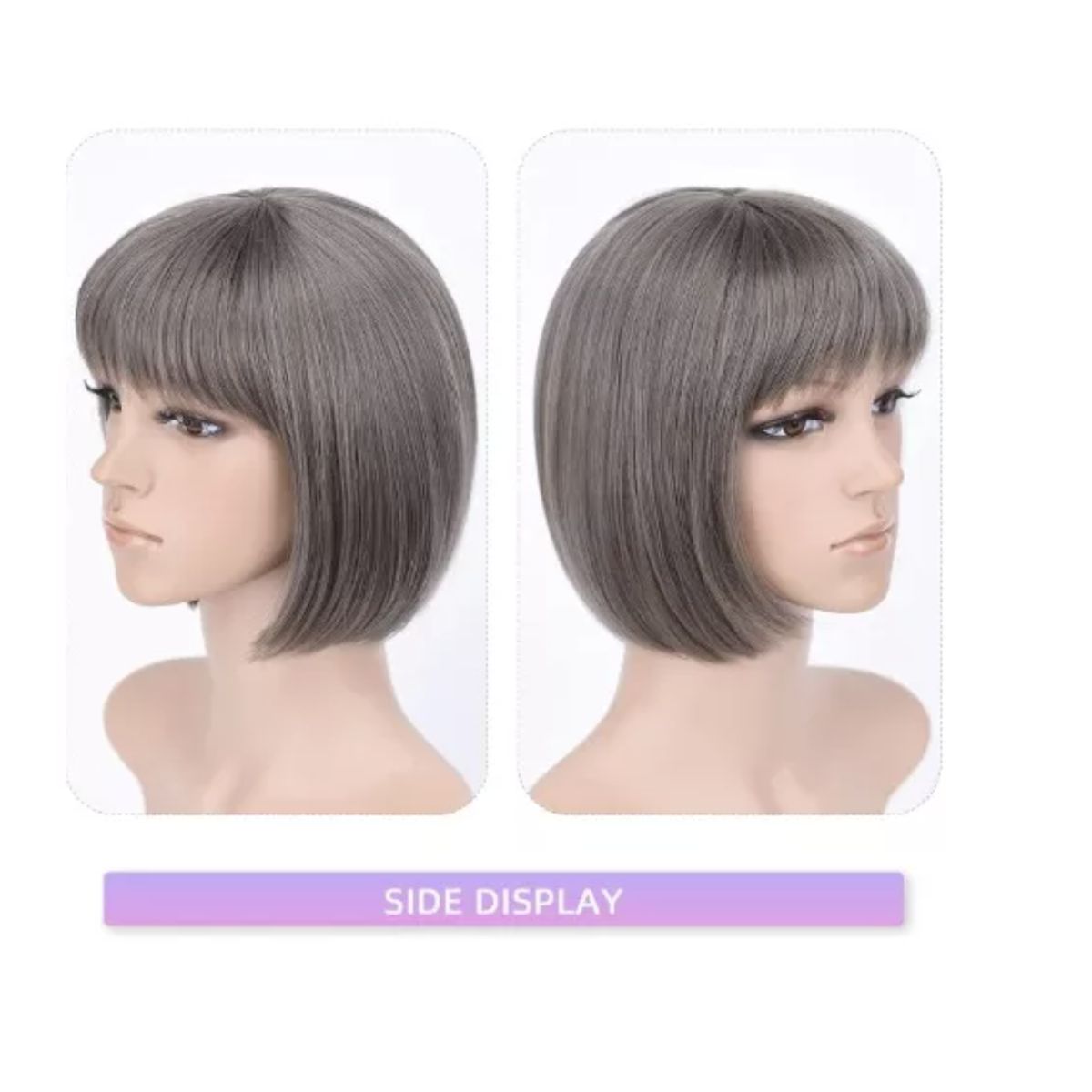 GENERICO - Peluca Corta Kanekalon Colores Tonos Muy Naturales Gris Oscuro
